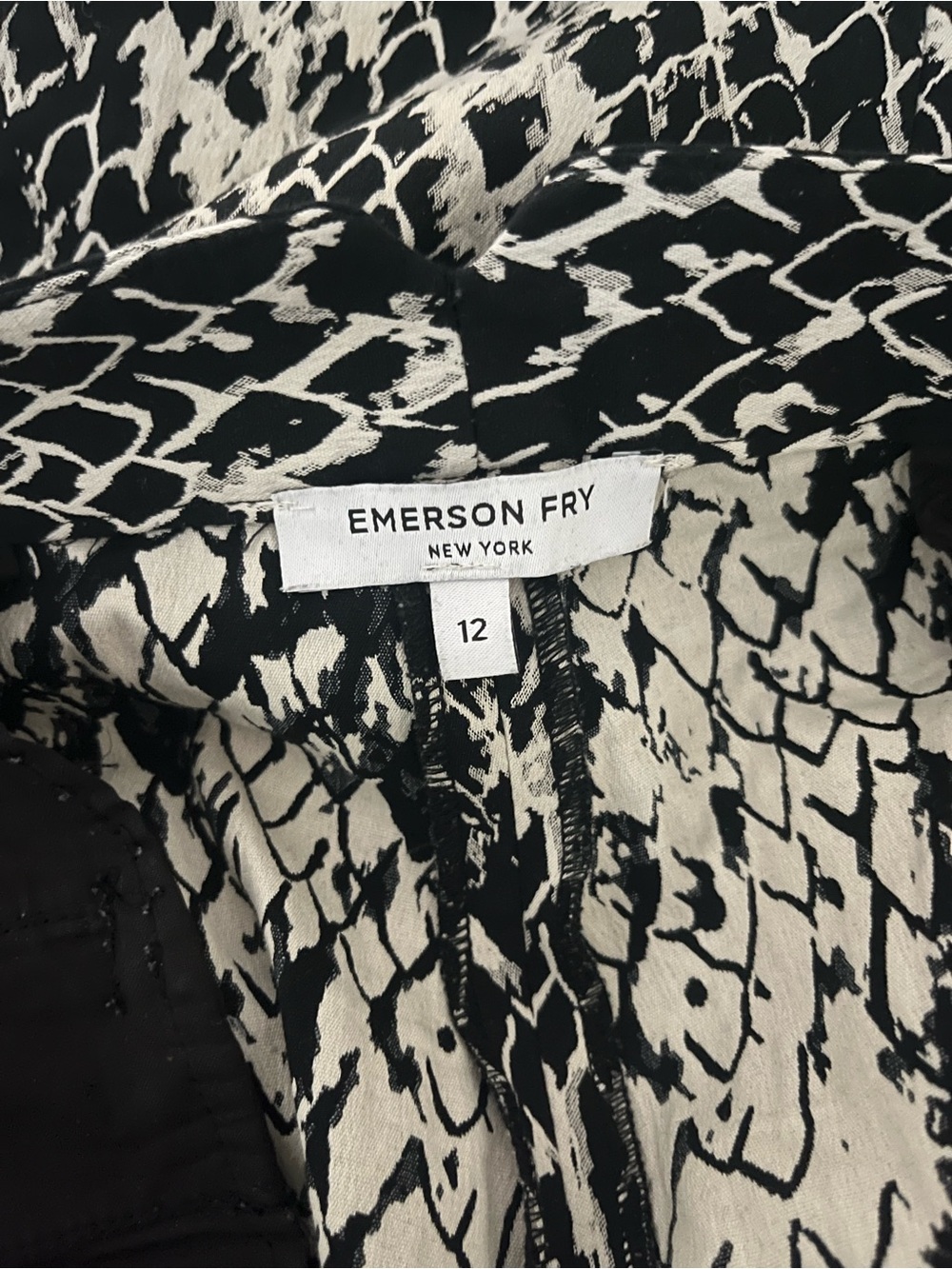 Emerson Fry Black & Ivory Abstract Printed Top